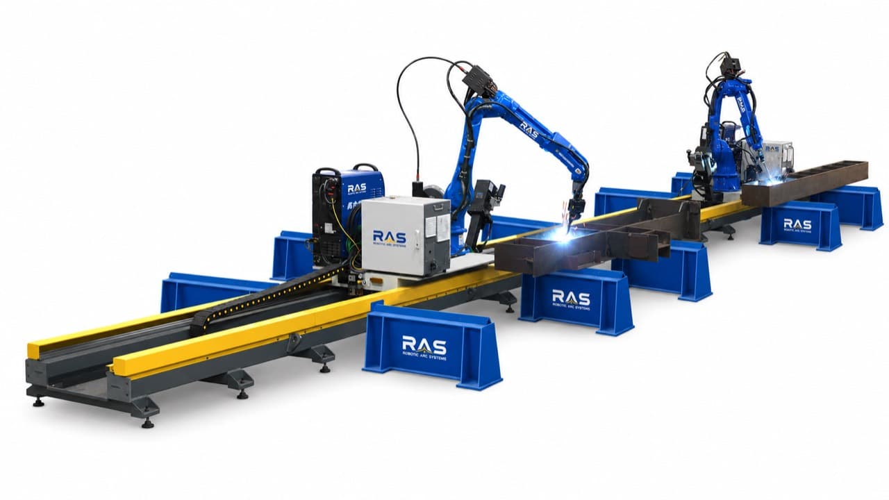 RAS GR740 extended rail layout with two robotic welding stations